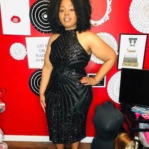 Fashion Nova Sequin Black Dress Sz 2x